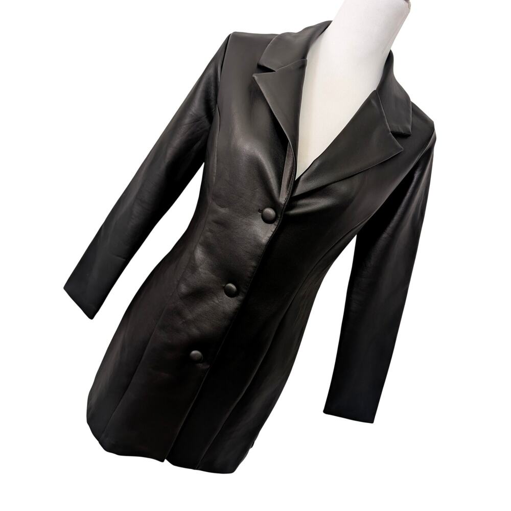 NWOT! WEAREVER! LUXE BLACK VEGAN LEATHER LONDON STYLE BUTTON FRONT JACKET! SZ M